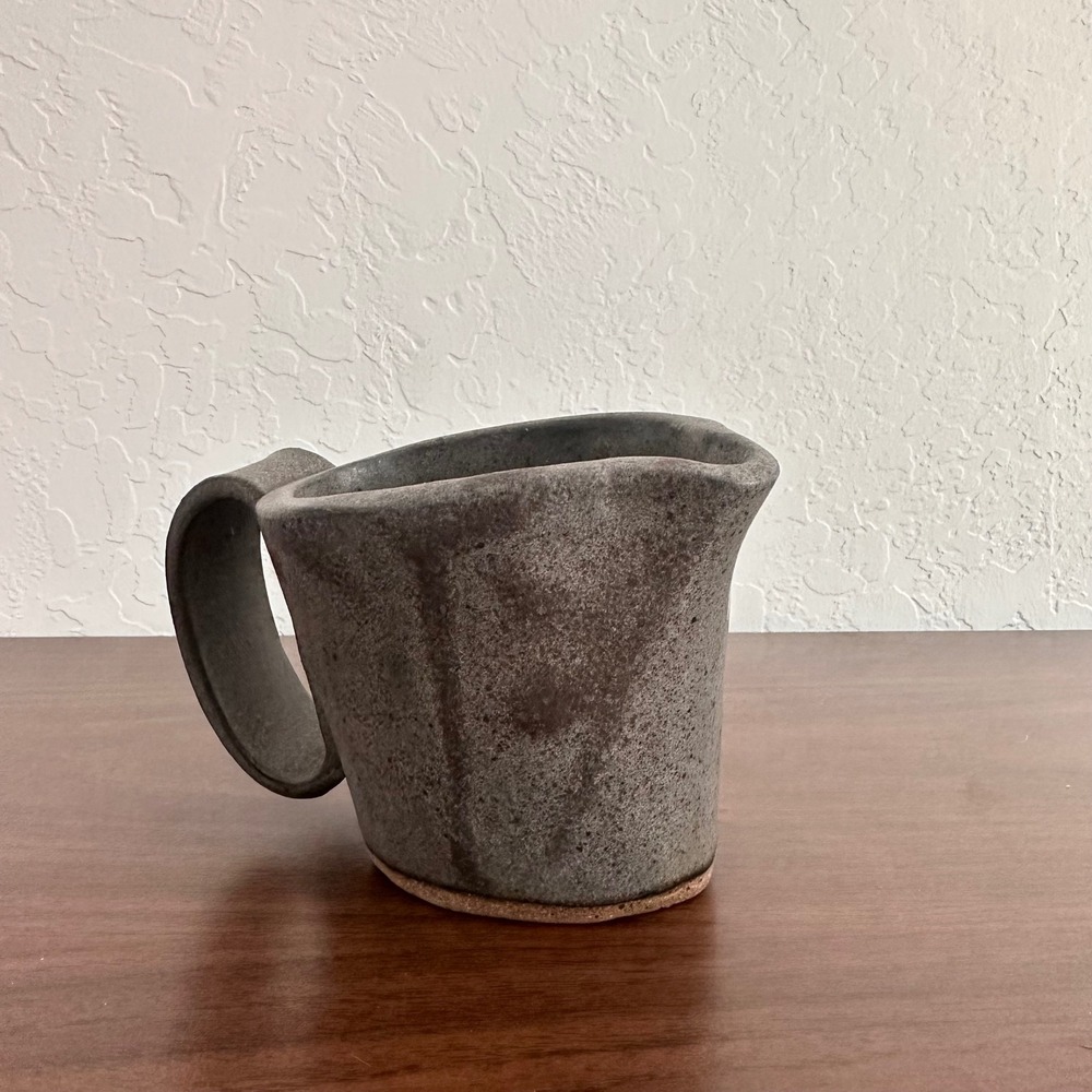 Handmade Pottery Creamer Pitcher Ceramic Wonky Abstract Signed Rustic Earthy - Picture 2 of 8